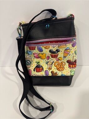 Cute Disney Snack Print Crossbody Bag - Black & Pastel